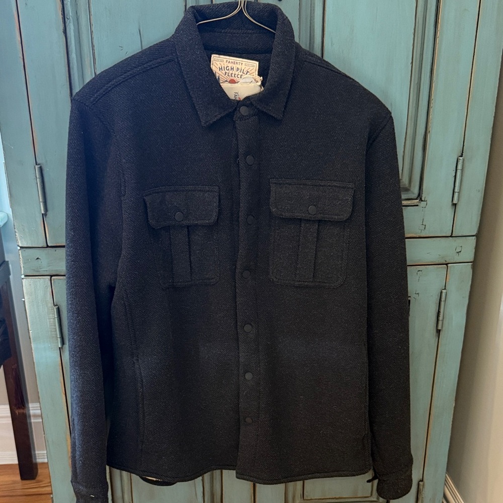 Faherty Charcoal Fleece Jacket